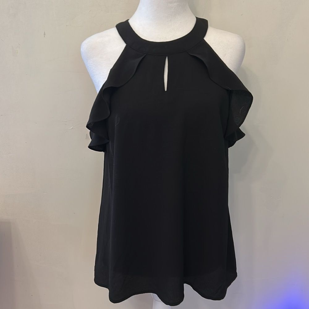 Altar'd State Black Ruffled Halter Size S EUC - Picture 2 of 9